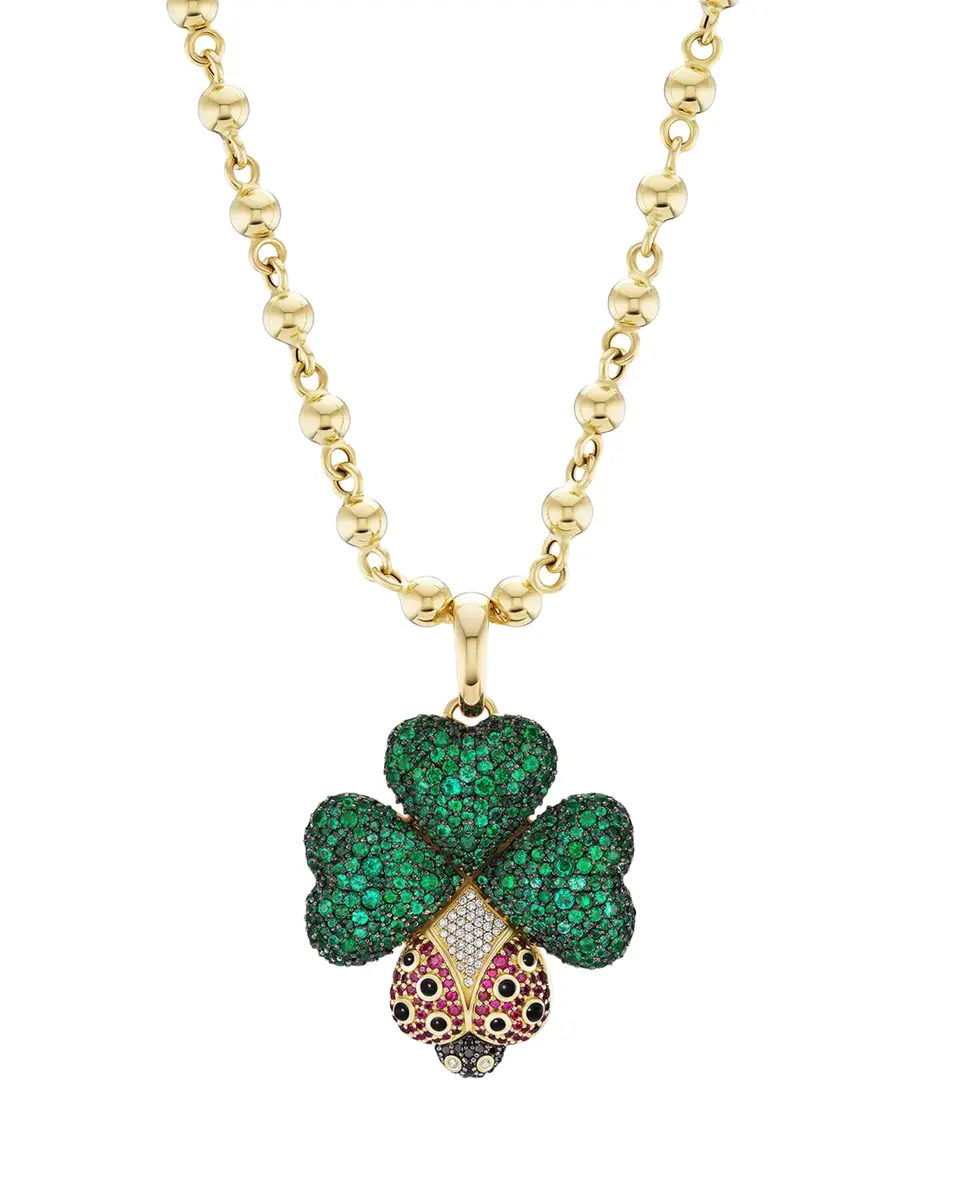 GRACE WINFREY 18K Clover Heart Ladybug Pendant Necklace | Thumbnail 2 GRACE WINFREY 18K Clover Heart Ladybug Pendant Necklace | Thumbnail 2