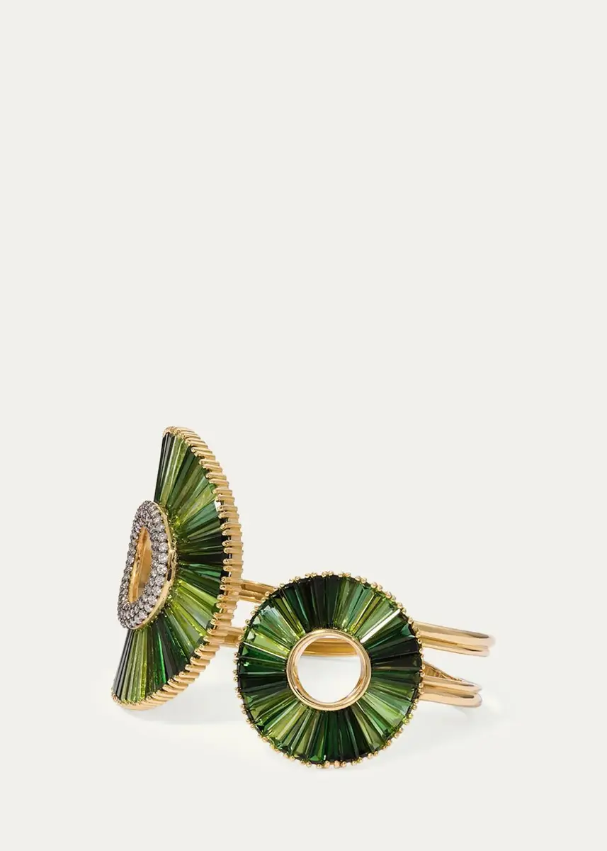 NAK ARMSTRONG Open Sensu 18K Yellow Gold, Green Tourmaline & 1.17 TCW Diamond Cuff | Thumbnail 3 NAK ARMSTRONG Open Sensu 18K Yellow Gold, Green Tourmaline & 1.17 TCW Diamond Cuff | Thumbnail 3