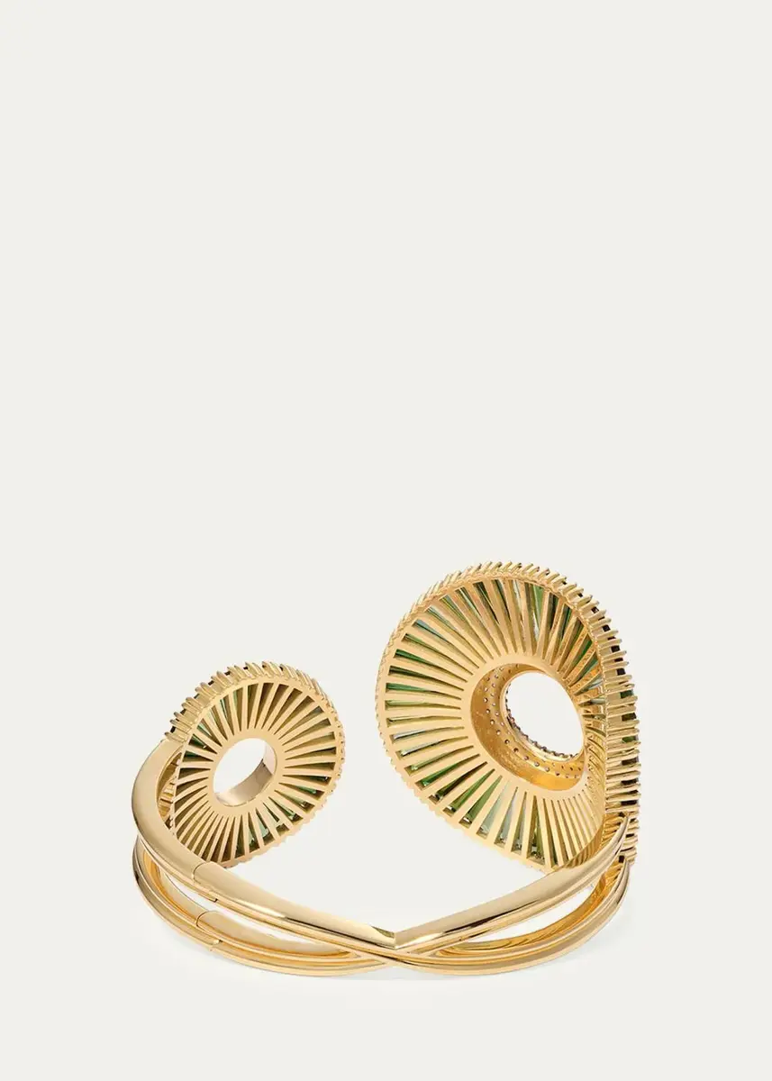 NAK ARMSTRONG Open Sensu 18K Yellow Gold, Green Tourmaline & 1.17 TCW Diamond Cuff | Thumbnail 4 NAK ARMSTRONG Open Sensu 18K Yellow Gold, Green Tourmaline & 1.17 TCW Diamond Cuff | Thumbnail 4