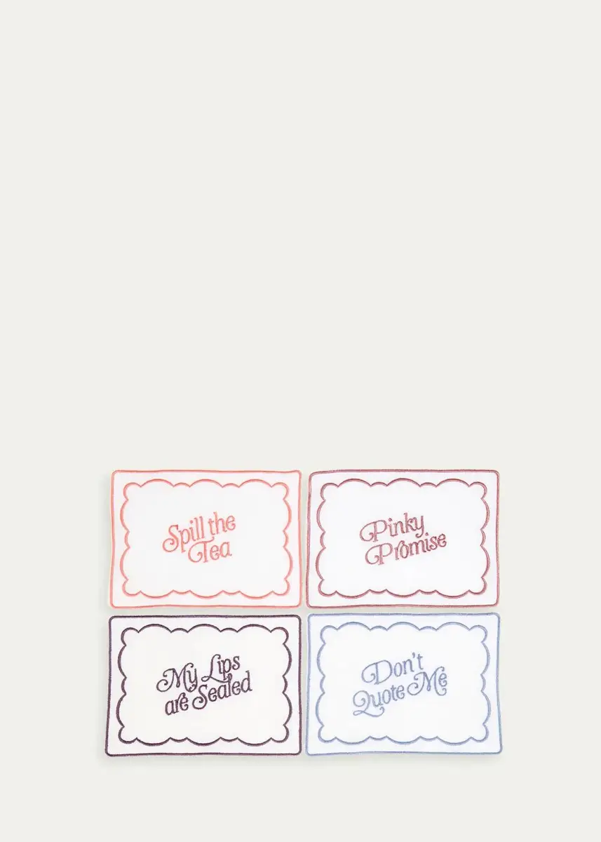 Dear Annabelle Gossip Girl Cocktail 4-Piece Embroidered Napkin Set | Thumbnail 3 Dear Annabelle Gossip Girl Cocktail 4-Piece Embroidered Napkin Set | Thumbnail 3