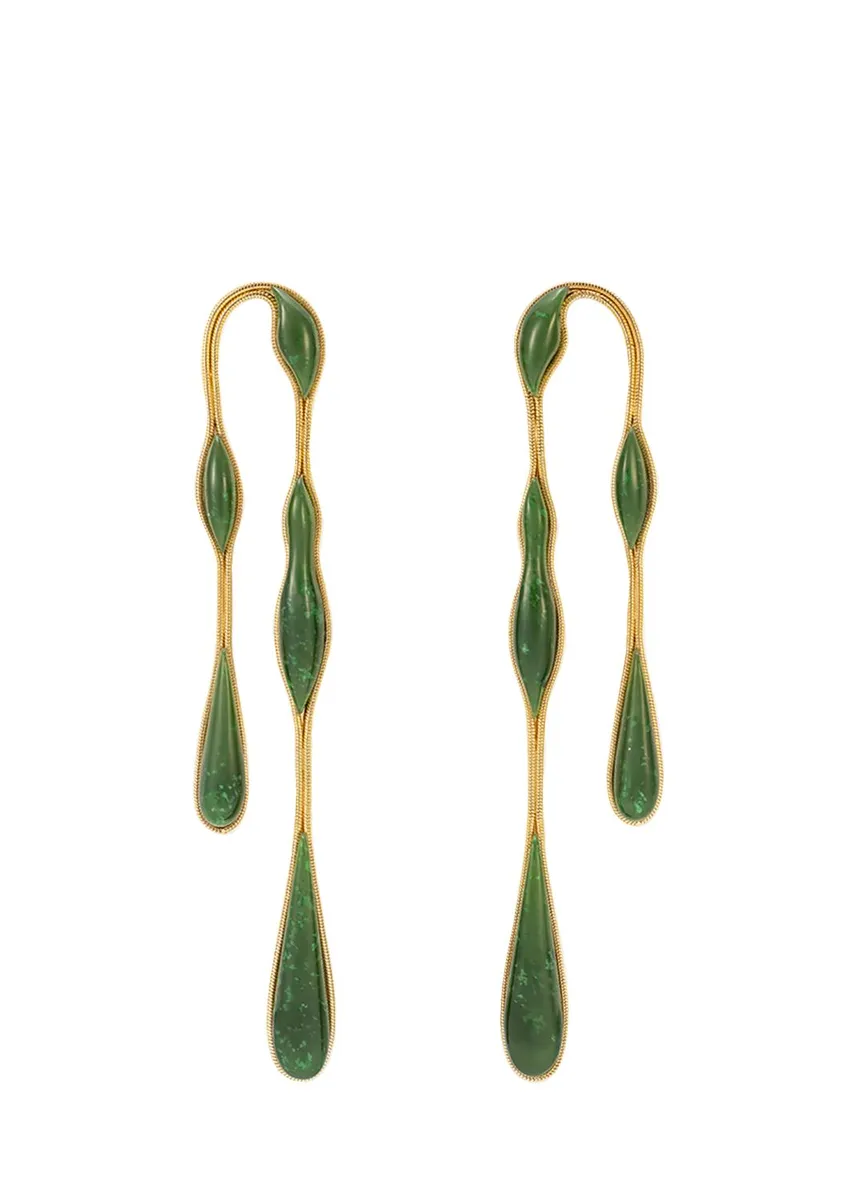 Fernando Jorge 18K Yellow Gold Fluid Jade Doubled Earrings | Thumbnail 3