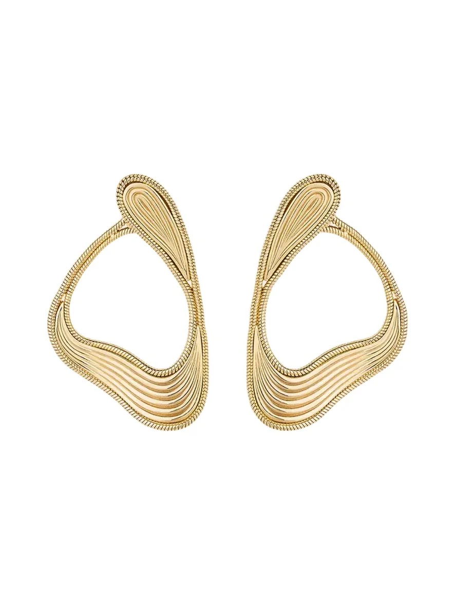 Fernando Jorge Stream Lines Loop Earrings in Yellow Gold