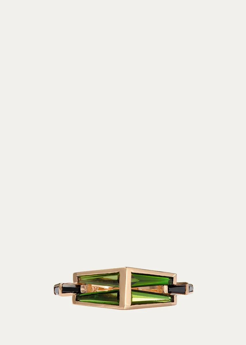 NAK ARMSTRONG Trapezoid Link 20K Rose Gold & Tourmaline Ring | Thumbnail 2