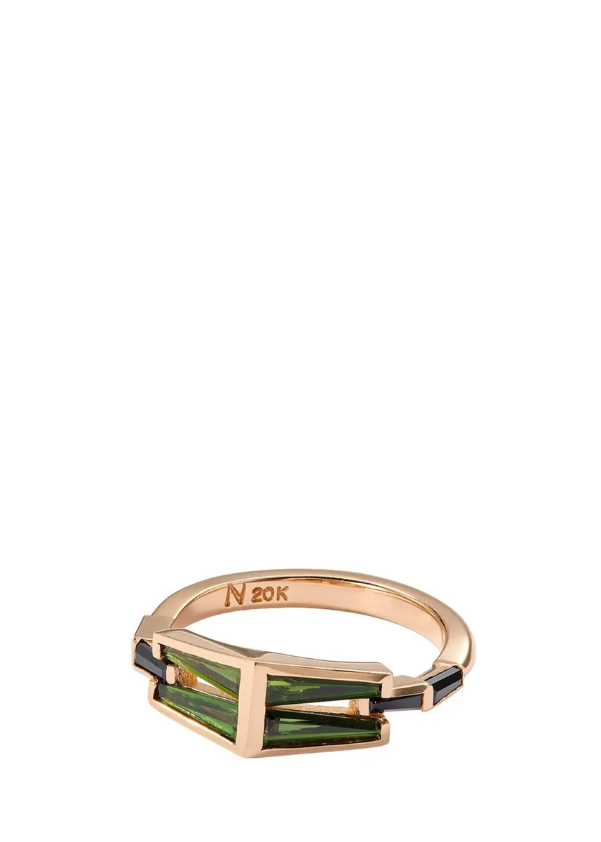 NAK ARMSTRONG Trapezoid Link 20K Rose Gold & Tourmaline Ring | Thumbnail 3