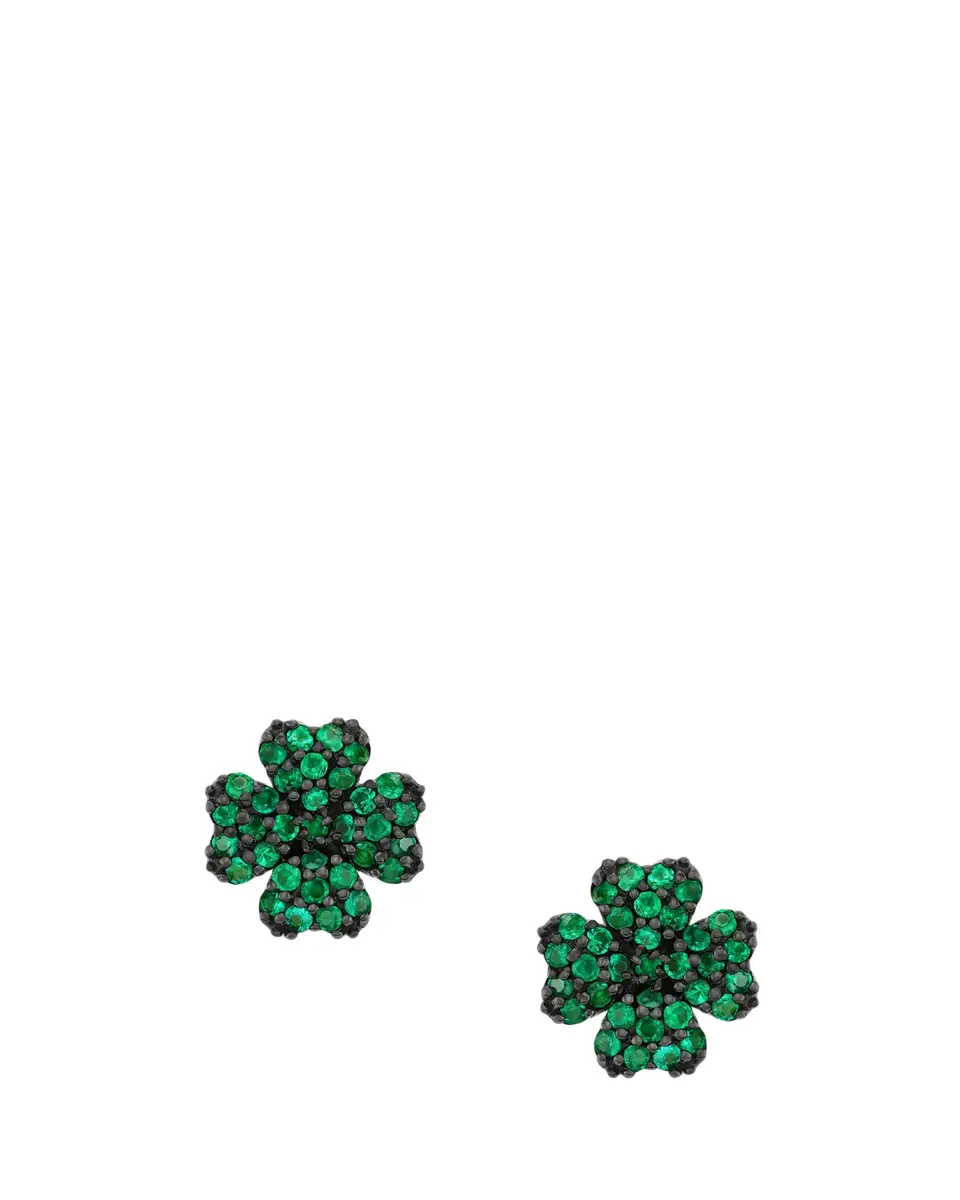 GRACE WINFREY 18K Emerald Clover Stud Earrings | Thumbnail 2