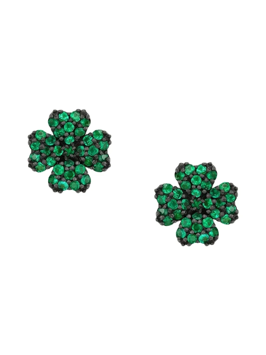 GRACE WINFREY 18K Emerald Clover Stud Earrings
