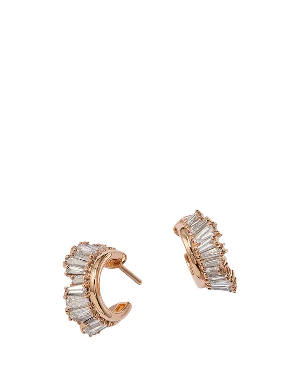 NAK ARMSTRONG Petite Ruched 20K Rose Gold & 2.52 TCW Diamond Hoop Earrings | Thumbnail 2