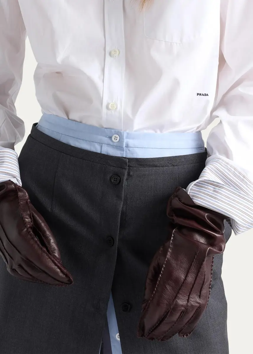 Prada Striped-Cuff Cotton Poplin Button-Down Shirt With Scarf | Thumbnail 5 Prada Striped-Cuff Cotton Poplin Button-Down Shirt With Scarf | Thumbnail 5