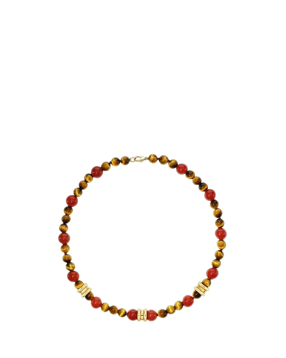 GRACE WINFREY Napa 18K Carnelian and Tiger's Eye Beaded Necklace | Thumbnail 2 GRACE WINFREY Napa 18K Carnelian and Tiger's Eye Beaded Necklace | Thumbnail 2