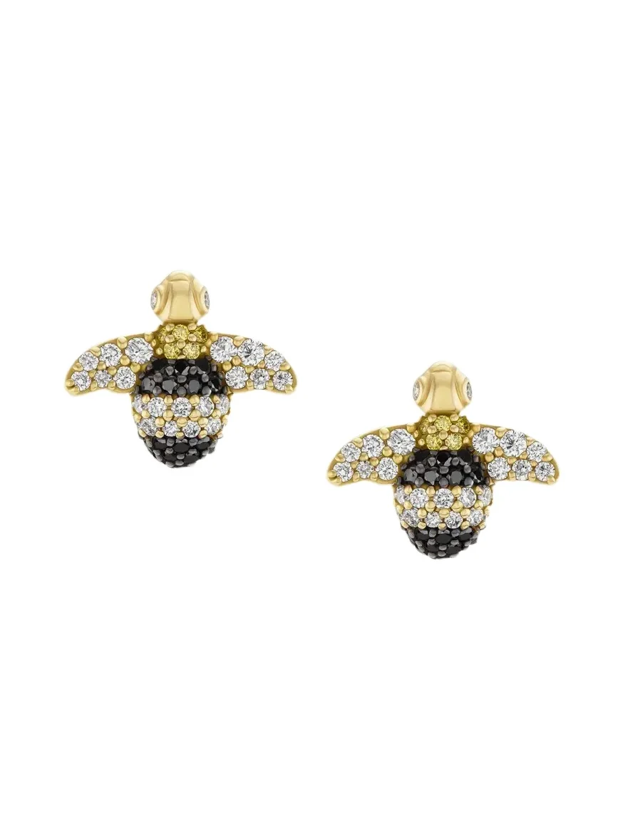 GRACE WINFREY 18K Multi-Diamond Pave Bee Stud Earrings