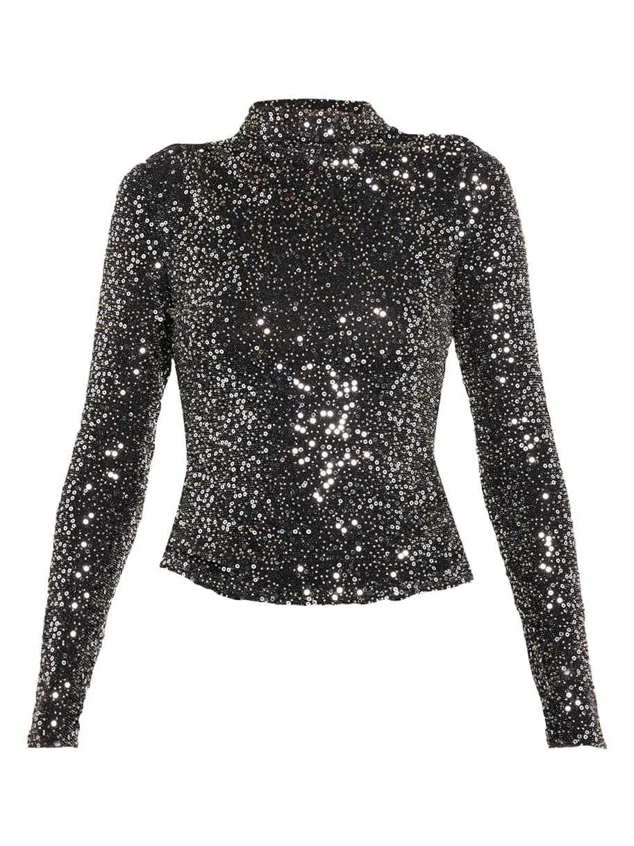 Etoile Isabel Marant Lou Embellished Mesh High-Neck Top