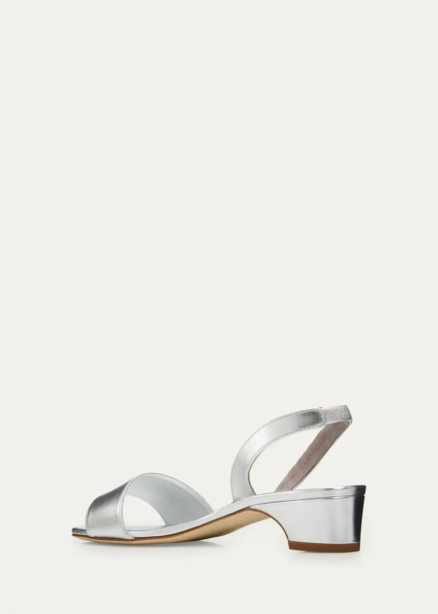Manolo Blahnik 30mm Patobarnu Metallic Leather Slingback Sandals | Thumbnail 2 Manolo Blahnik 30mm Patobarnu Metallic Leather Slingback Sandals | Thumbnail 2