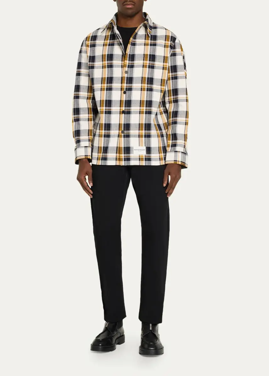 Givenchy Men's Couture Seam Checked Cotton Overshirt | Thumbnail 2
