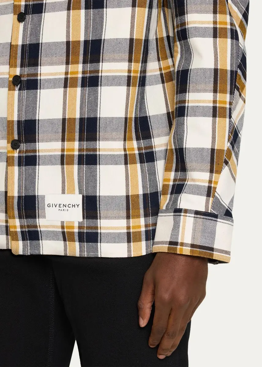 Givenchy Men's Couture Seam Checked Cotton Overshirt | Thumbnail 5