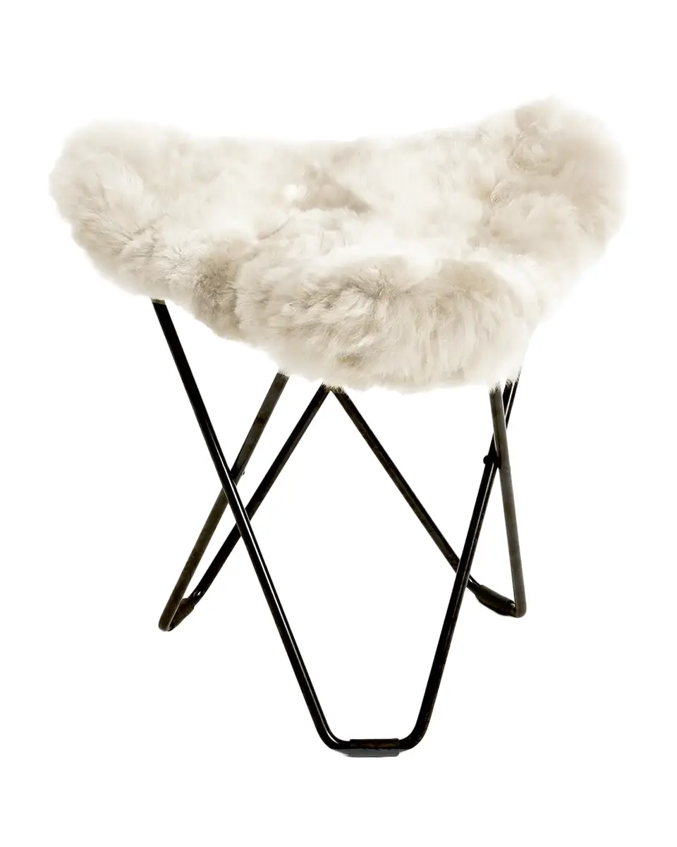 Weich Couture Alpaca Mariposa Alpaca Fur Steel Butterfly Ottoman | Thumbnail 2