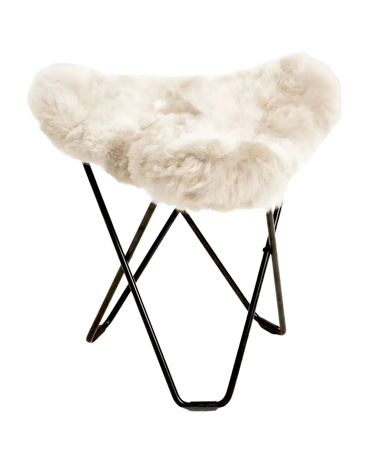 Weich Couture Alpaca Mariposa Alpaca Fur Steel Butterfly Ottoman