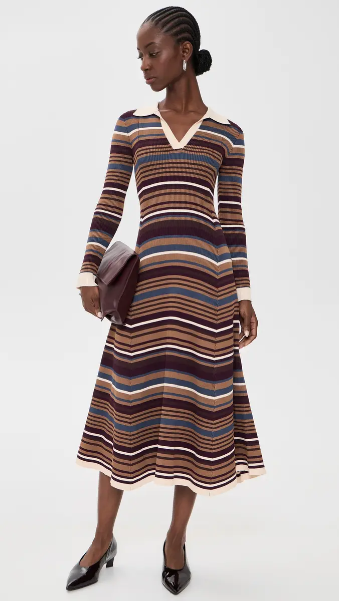 Moon River Stripe Collared Long Sleeve Dress | Thumbnail 5 Moon River Stripe Collared Long Sleeve Dress | Thumbnail 5