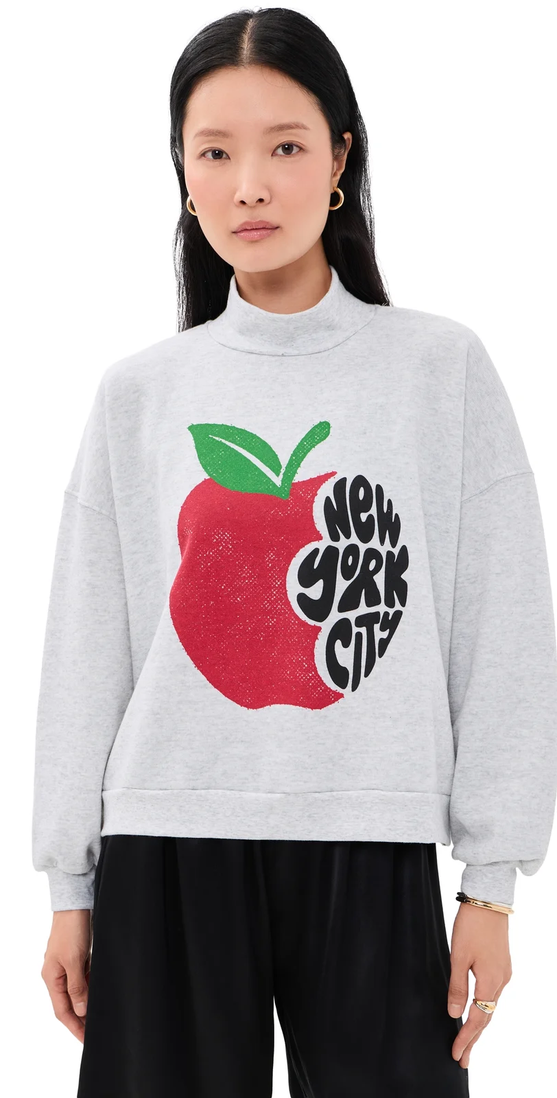 Sunny Somewhere NYC Apple Bite Mock Neck Sweatshirt