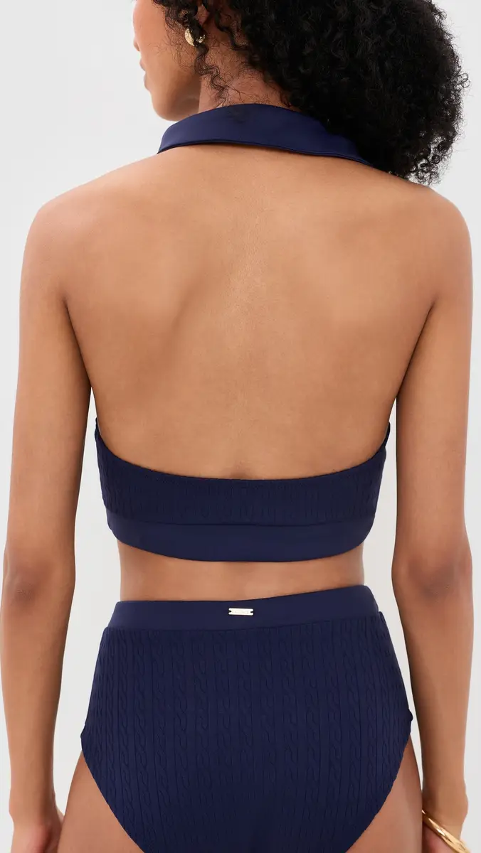 L'Agence Halter Swim Top with Gold Branded Buttons | Thumbnail 3 L'Agence Halter Swim Top with Gold Branded Buttons | Thumbnail 3