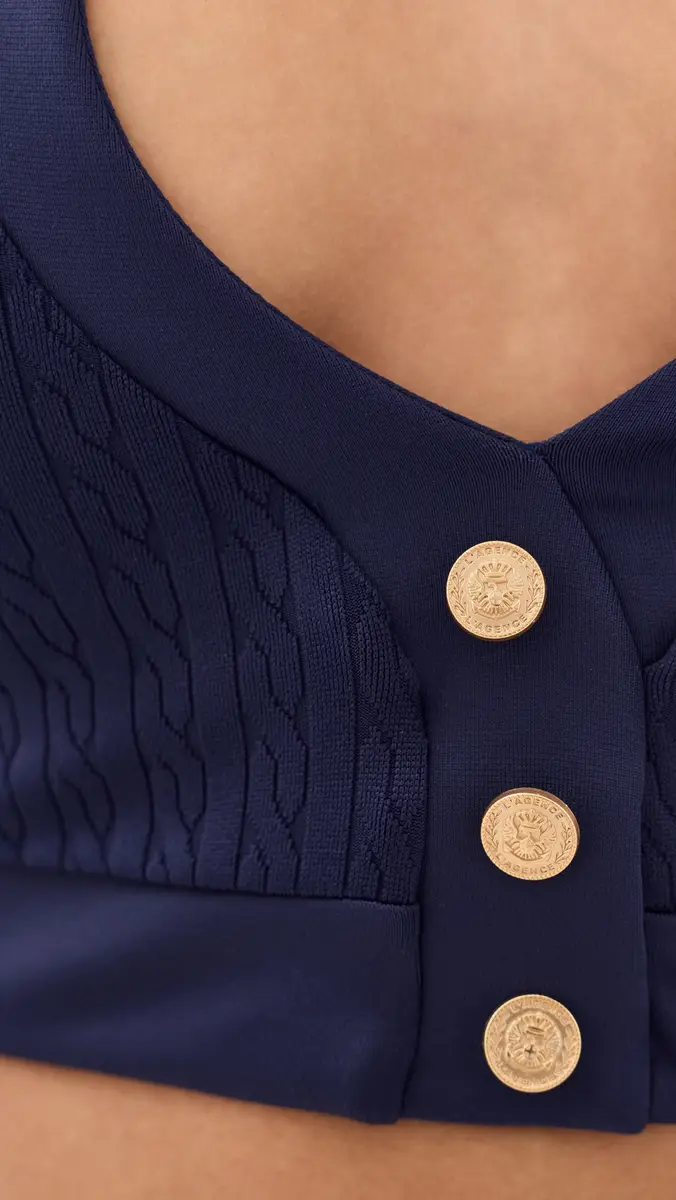 L'Agence Halter Swim Top with Gold Branded Buttons | Thumbnail 6 L'Agence Halter Swim Top with Gold Branded Buttons | Thumbnail 6