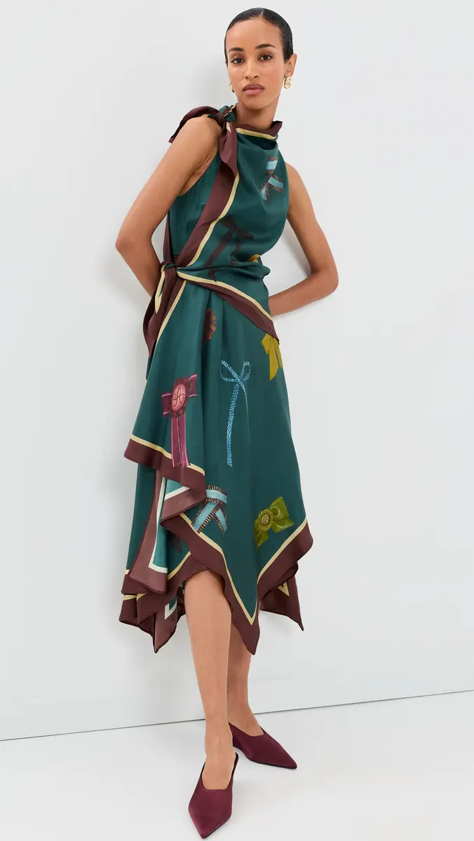 ALÉMAIS Rosette Silk Scarf Midi Dress | Thumbnail 2 ALÉMAIS Rosette Silk Scarf Midi Dress | Thumbnail 2