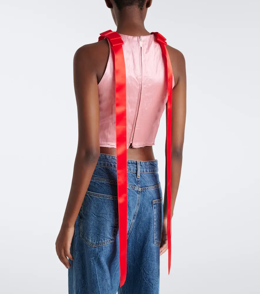 Erdem Bow-detail embellished satin crop top | Thumbnail 4 Erdem Bow-detail embellished satin crop top | Thumbnail 4