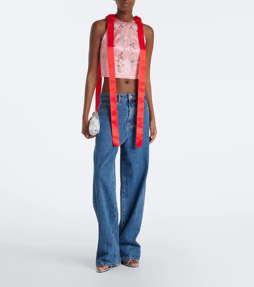 Erdem Bow-detail embellished satin crop top | Thumbnail 5 Erdem Bow-detail embellished satin crop top | Thumbnail 5