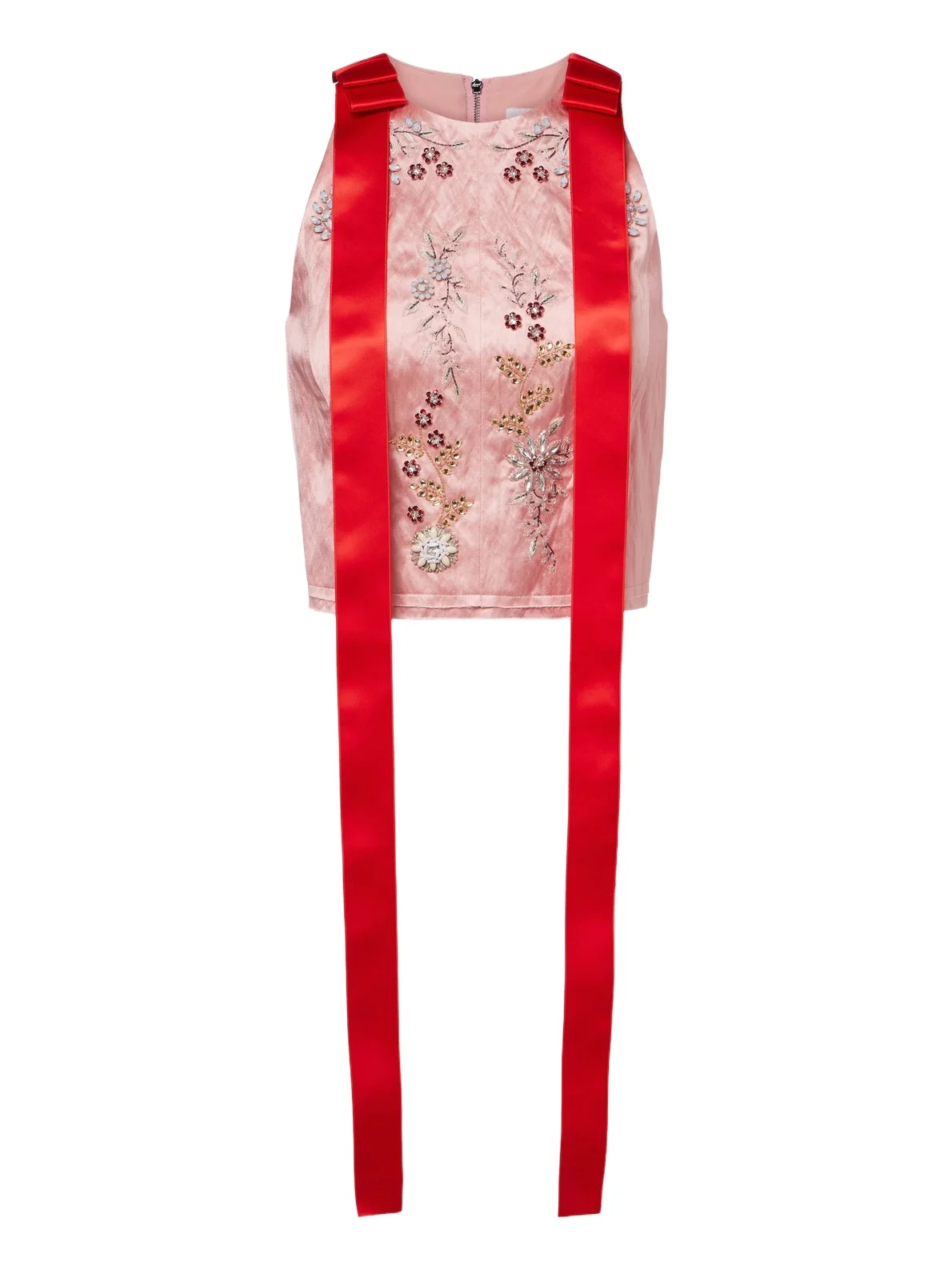 Erdem Bow-detail embellished satin crop top