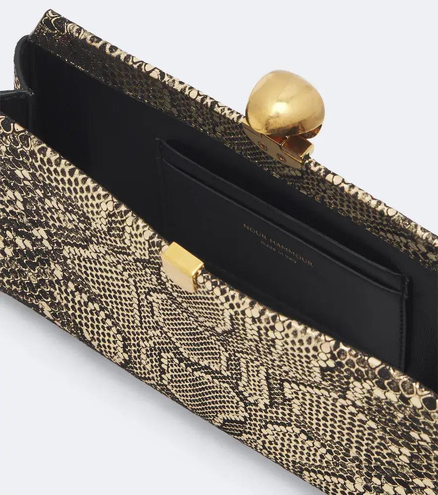 Nour Hammour Lou snake-effect leather clutch | Thumbnail 3 Nour Hammour Lou snake-effect leather clutch | Thumbnail 3