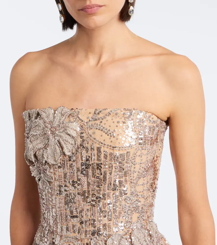 Elie Saab Floral-appliqué embellished tulle minidress | Thumbnail 2 Elie Saab Floral-appliqué embellished tulle minidress | Thumbnail 2