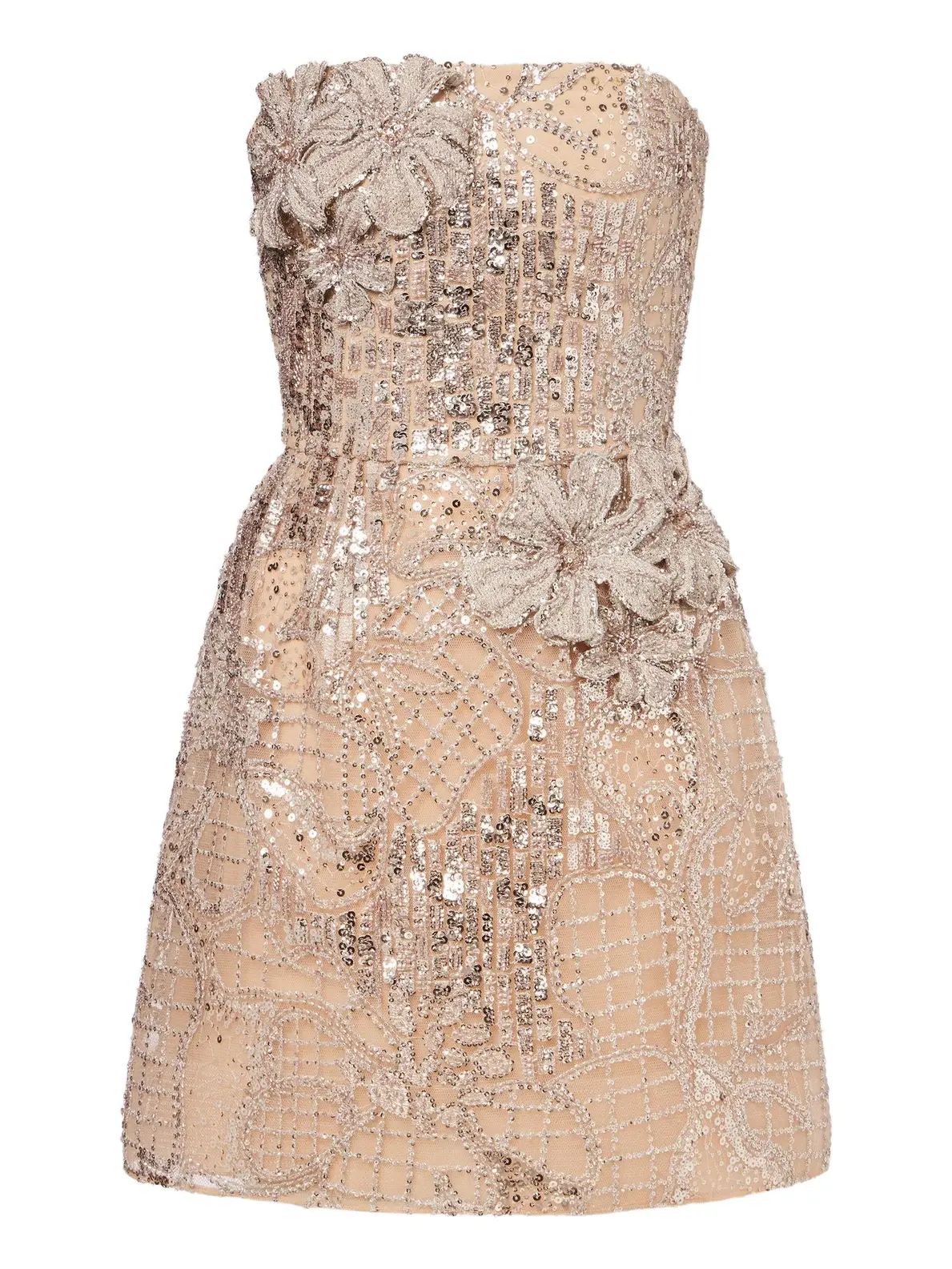 Elie Saab Floral-appliqué embellished tulle minidress