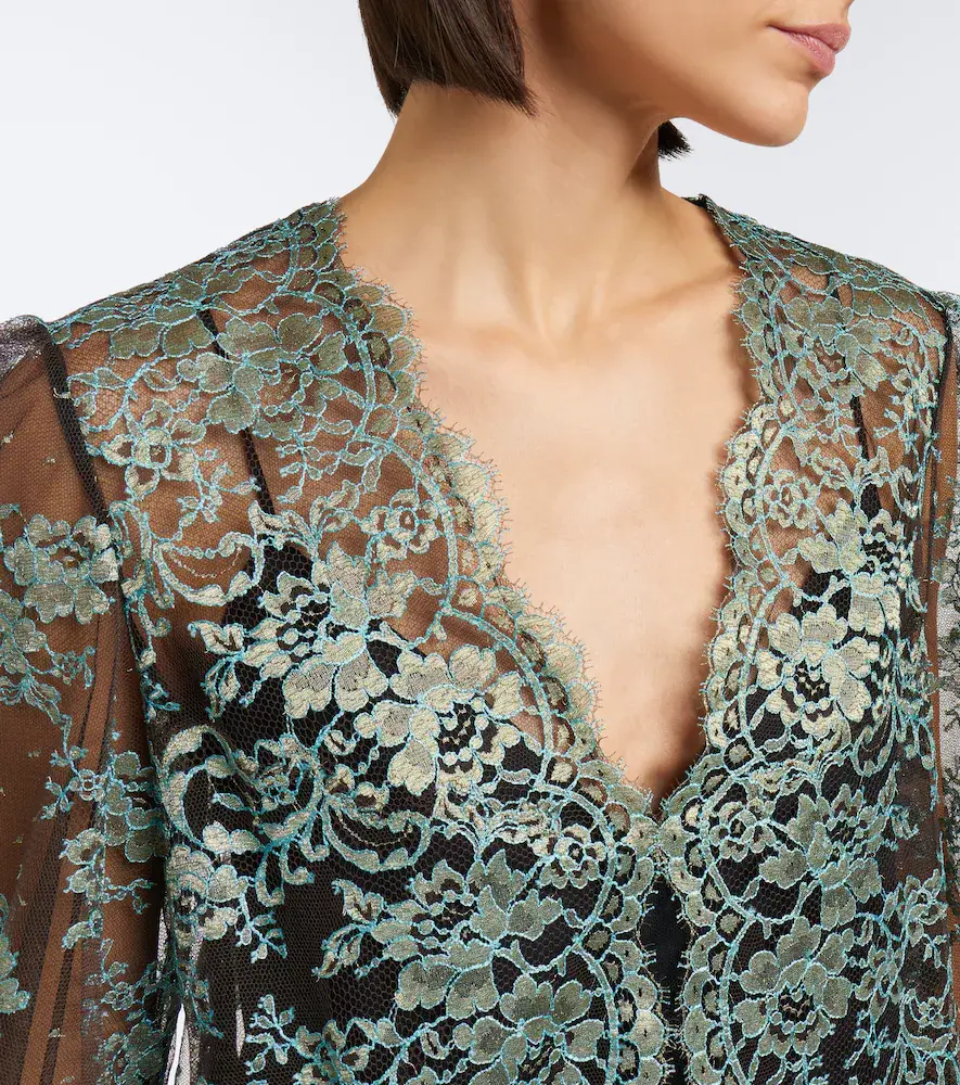 Valentino Garavani Layered lace and georgette blouse | Thumbnail 2 Valentino Garavani Layered lace and georgette blouse | Thumbnail 2