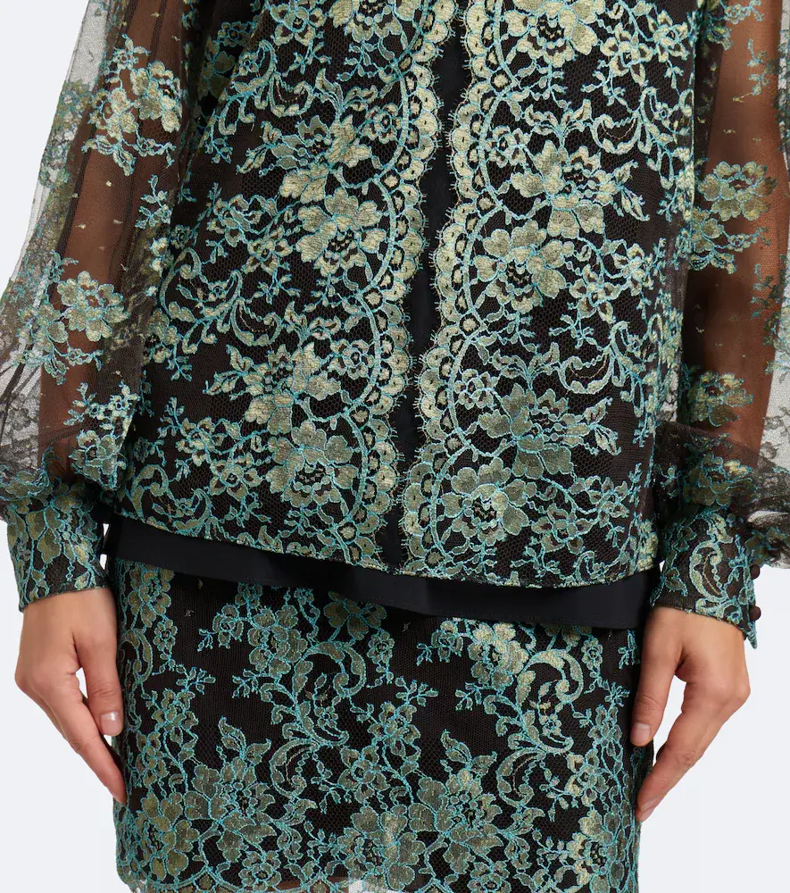 Valentino Garavani Layered lace and georgette blouse | Thumbnail 5 Valentino Garavani Layered lace and georgette blouse | Thumbnail 5