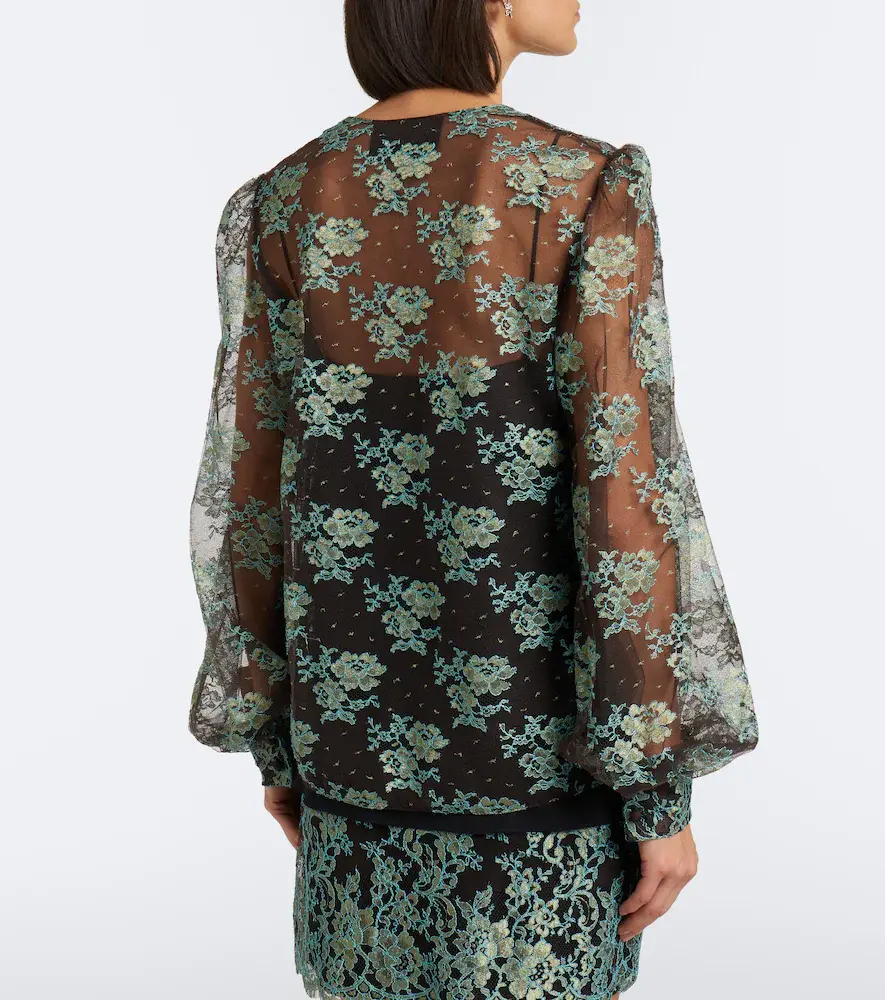 Valentino Garavani Layered lace and georgette blouse | Thumbnail 6 Valentino Garavani Layered lace and georgette blouse | Thumbnail 6