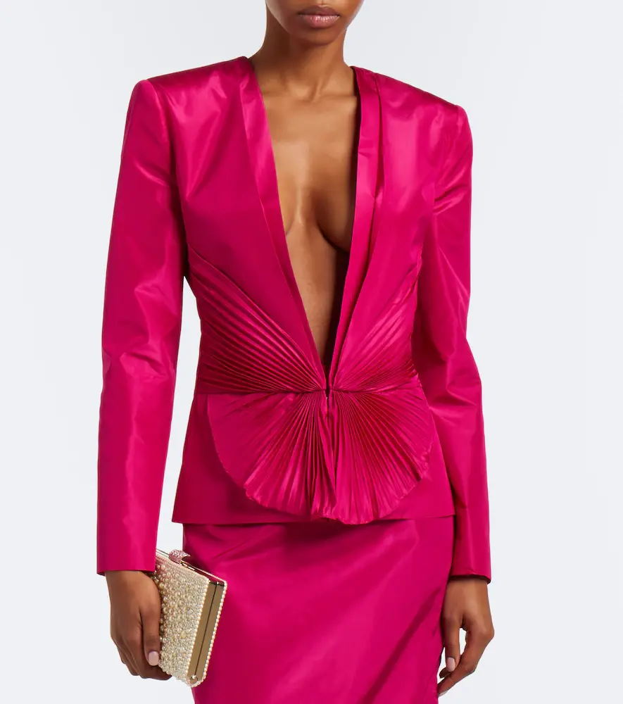 Valentino Garavani Gathered plissé silk taffeta jacket | Thumbnail 2