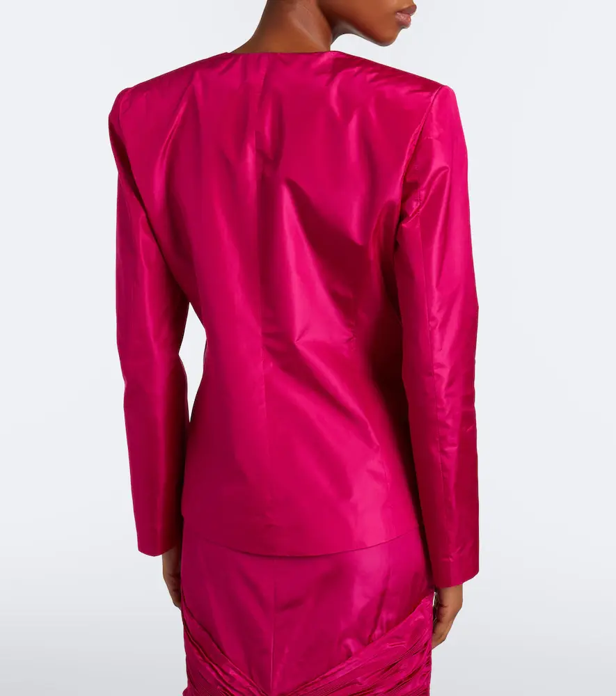 Valentino Garavani Gathered plissé silk taffeta jacket | Thumbnail 3