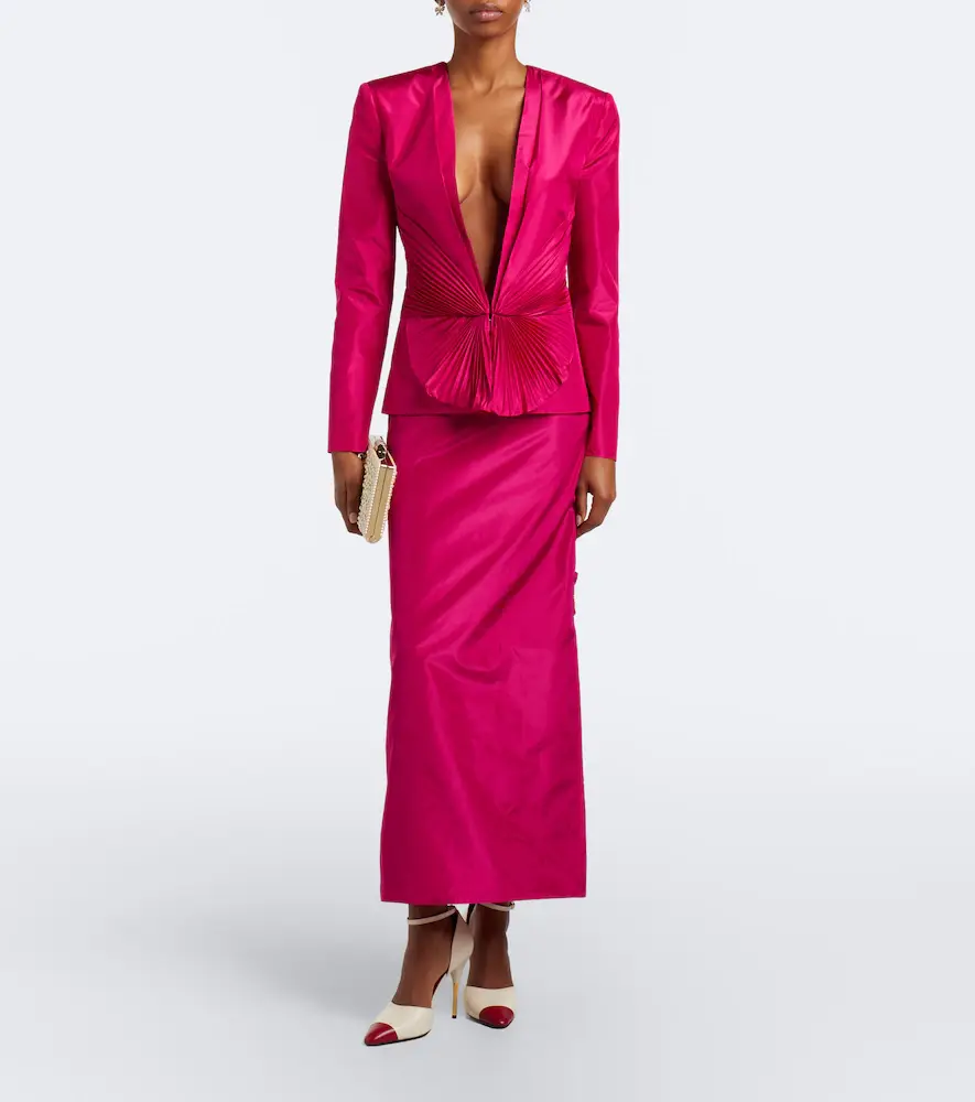 Valentino Garavani Gathered plissé silk taffeta jacket | Thumbnail 4