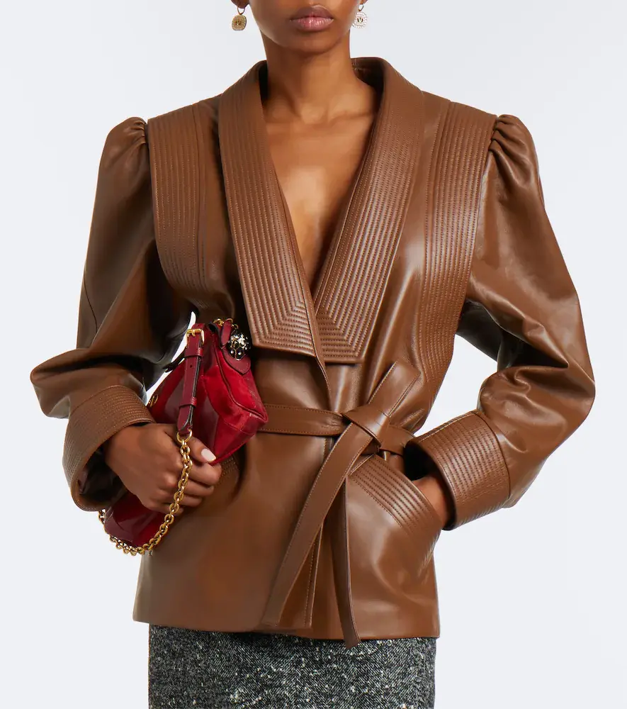 Valentino Garavani Belted leather jacket | Thumbnail 2 Valentino Garavani Belted leather jacket | Thumbnail 2