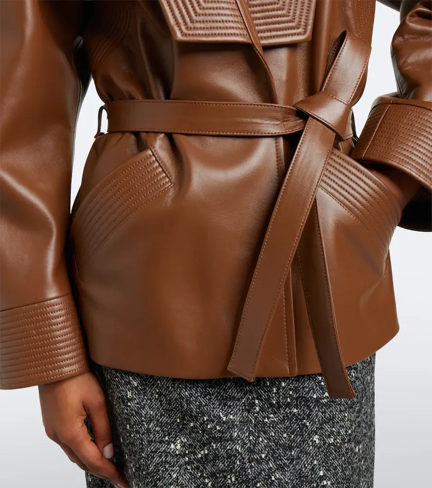 Valentino Garavani Belted leather jacket | Thumbnail 6 Valentino Garavani Belted leather jacket | Thumbnail 6