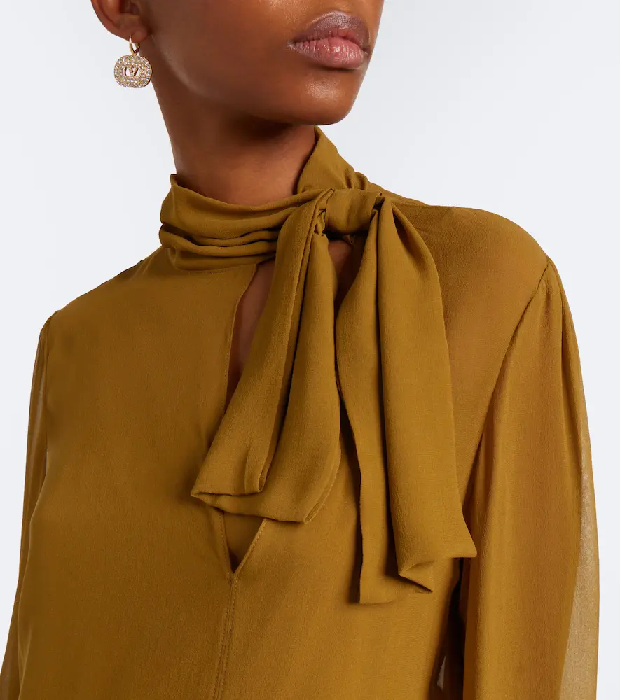 Valentino Garavani Tie-neck silk-blend georgette blouse | Thumbnail 3 Valentino Garavani Tie-neck silk-blend georgette blouse | Thumbnail 3