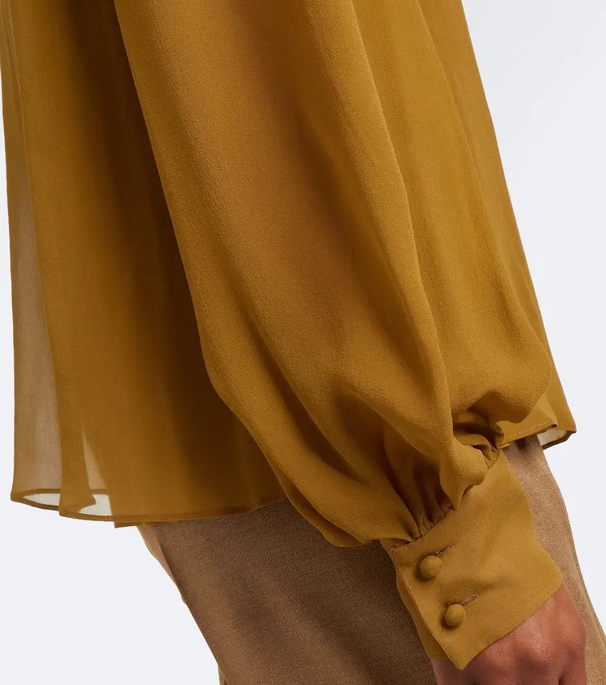 Valentino Garavani Tie-neck silk-blend georgette blouse | Thumbnail 4 Valentino Garavani Tie-neck silk-blend georgette blouse | Thumbnail 4