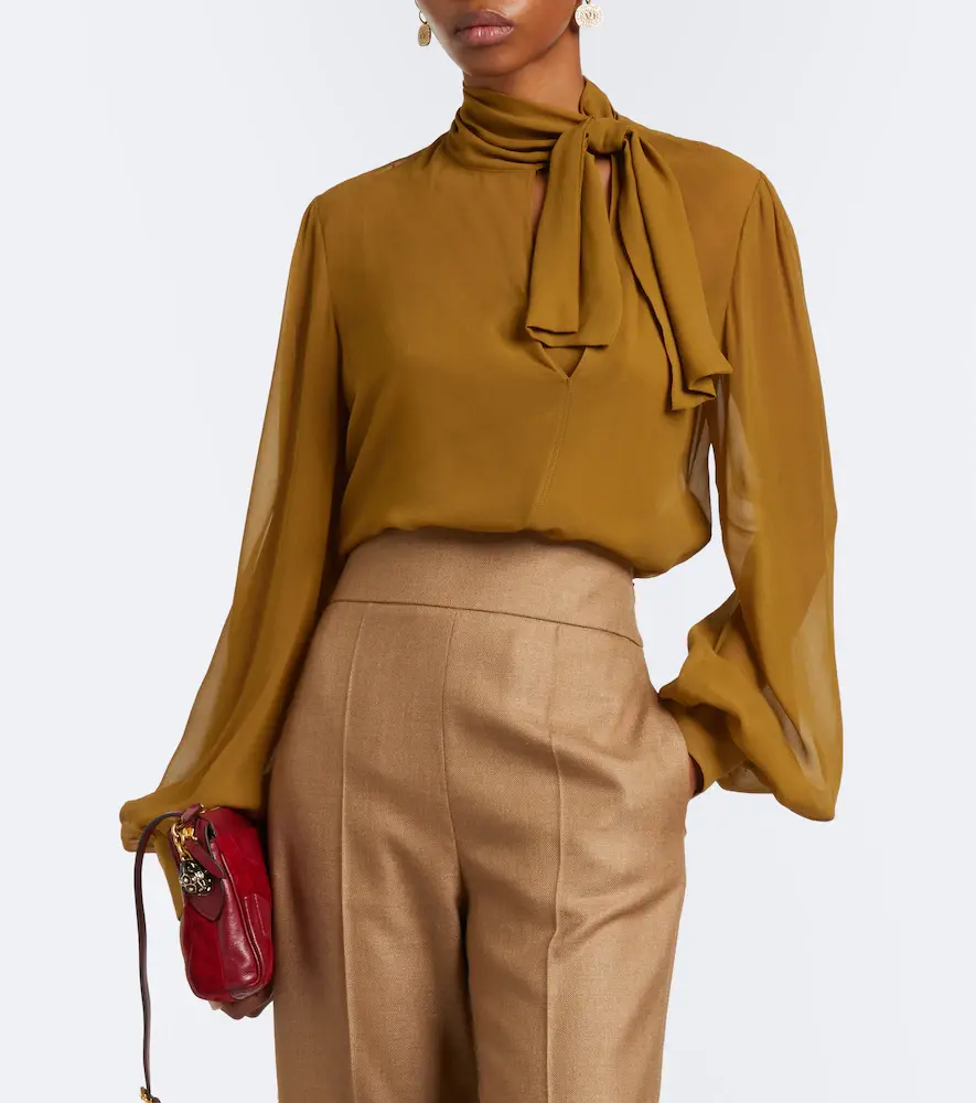 Valentino Garavani Tie-neck silk-blend georgette blouse | Thumbnail 6 Valentino Garavani Tie-neck silk-blend georgette blouse | Thumbnail 6