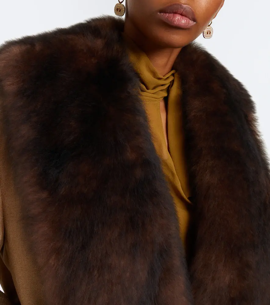 Valentino Garavani Shearling-trimmed silk and wool jacket | Thumbnail 2