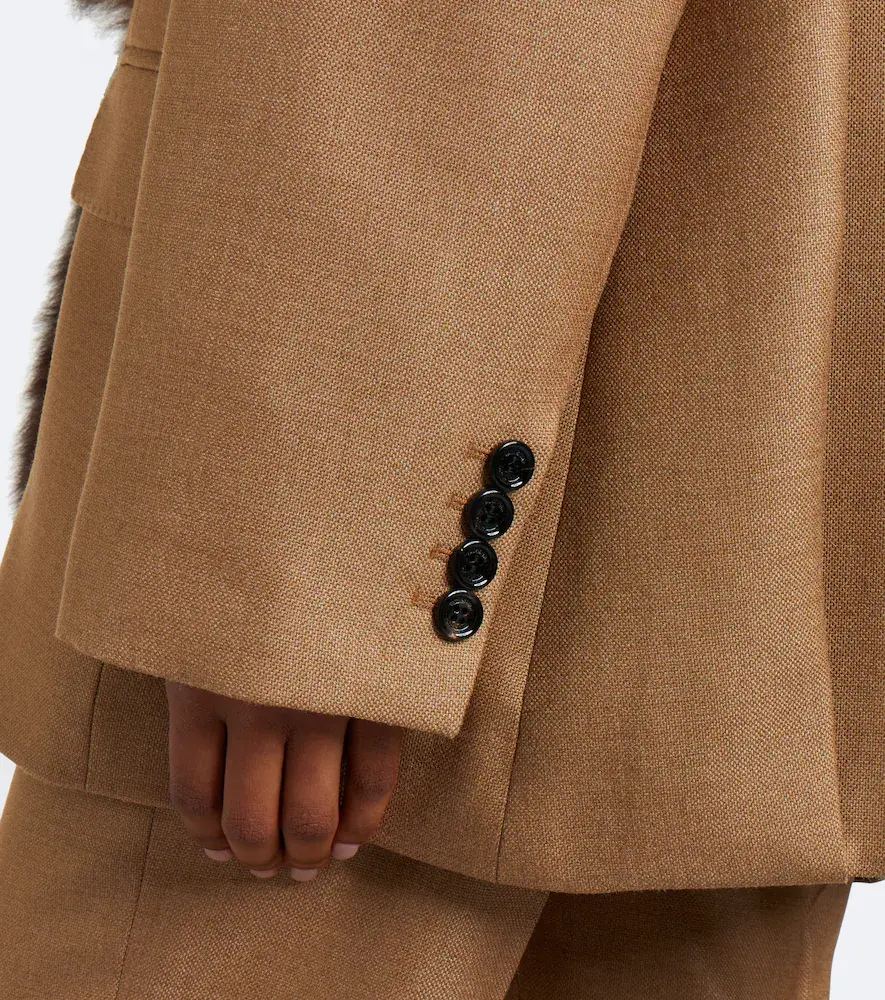 Valentino Garavani Shearling-trimmed silk and wool jacket | Thumbnail 6
