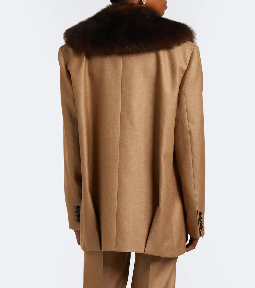 Valentino Garavani Shearling-trimmed silk and wool jacket | Thumbnail 7