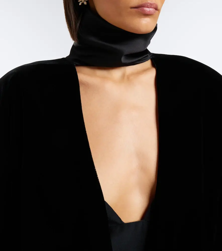 Valentino Garavani Feather-trimmed velvet minidress | Thumbnail 2 Valentino Garavani Feather-trimmed velvet minidress | Thumbnail 2