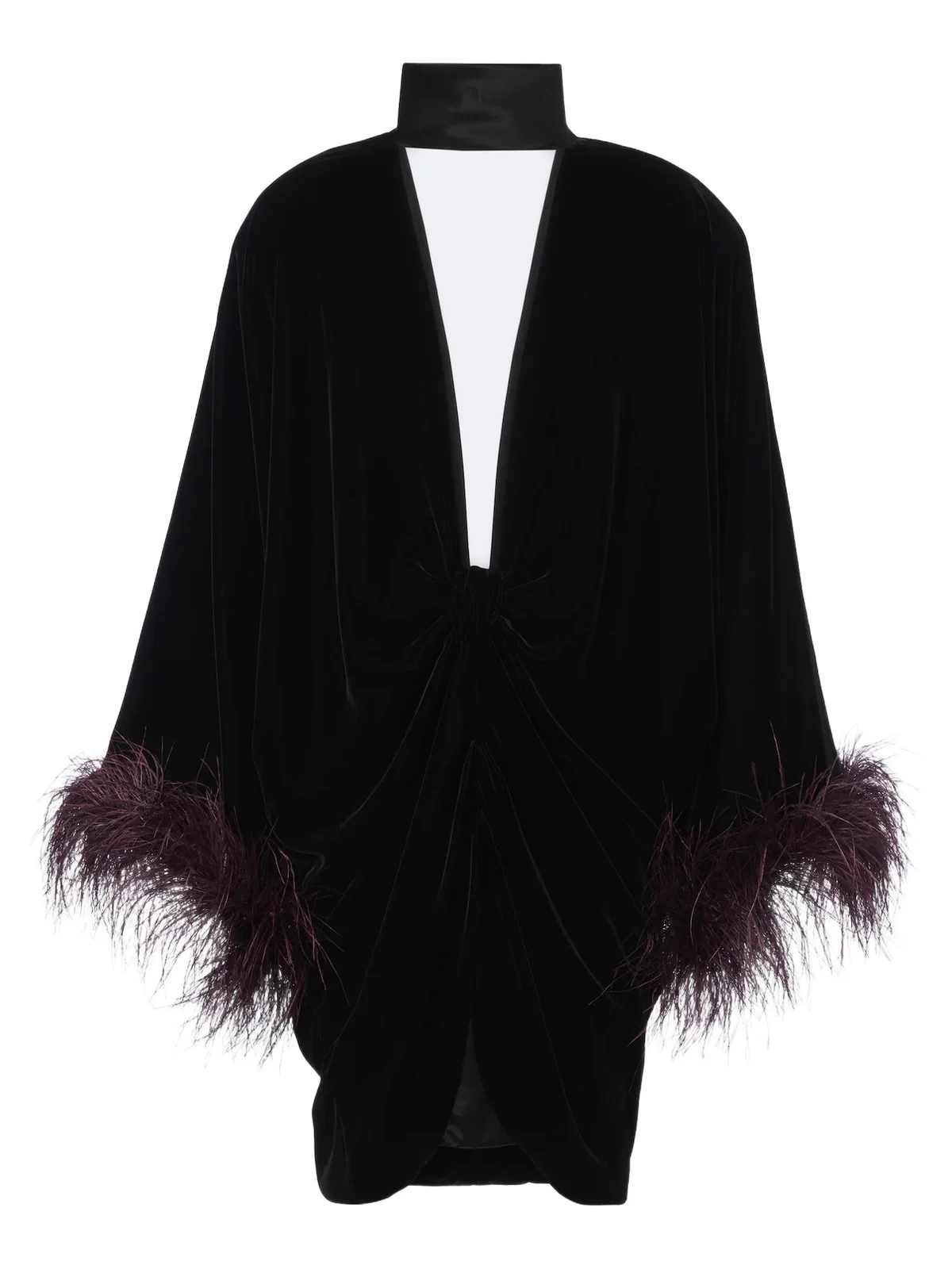Feather-trimmed velvet minidress Feather-trimmed velvet minidress
