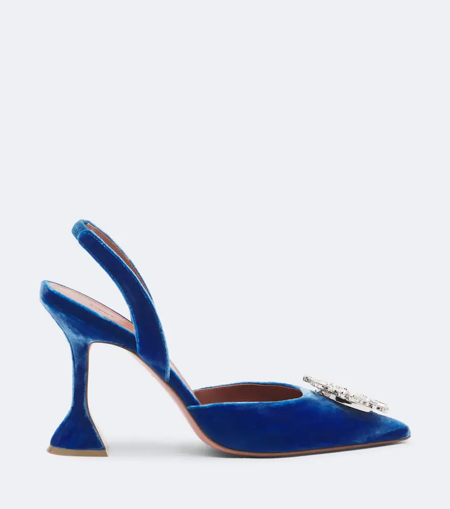 Amina Muaddi Begum embellished velvet slingback pumps | Thumbnail 2 Amina Muaddi Begum embellished velvet slingback pumps | Thumbnail 2