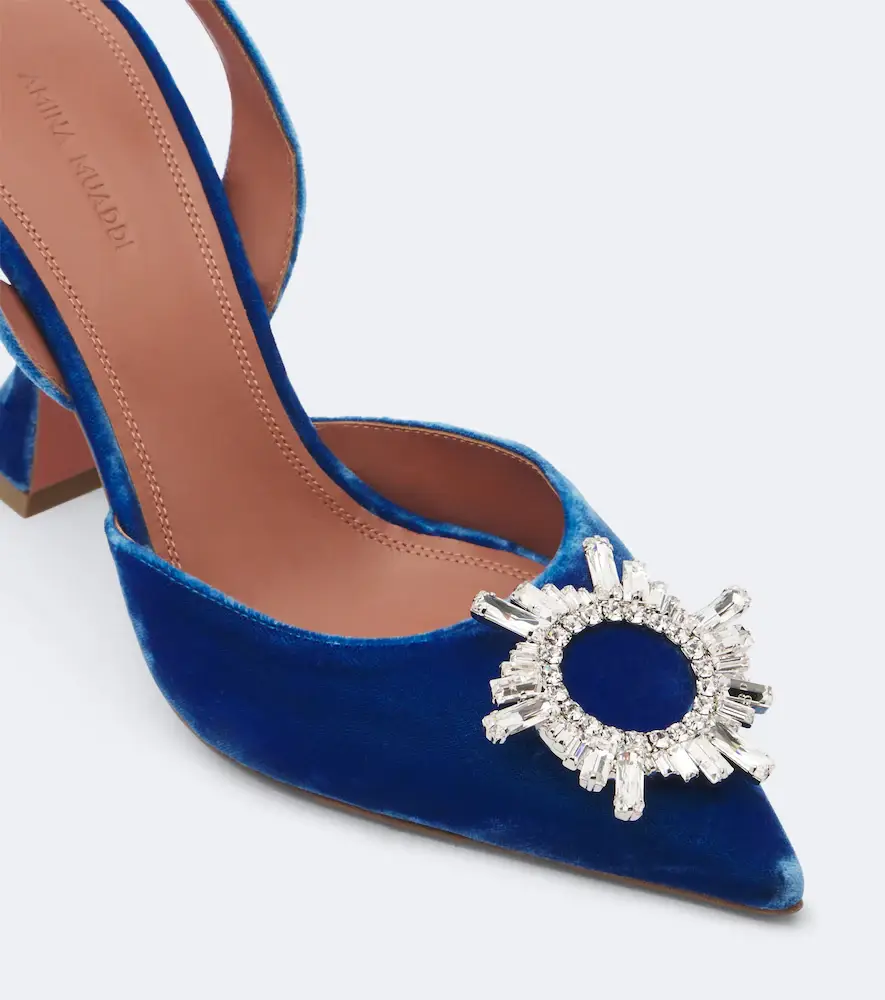 Amina Muaddi Begum embellished velvet slingback pumps | Thumbnail 4 Amina Muaddi Begum embellished velvet slingback pumps | Thumbnail 4