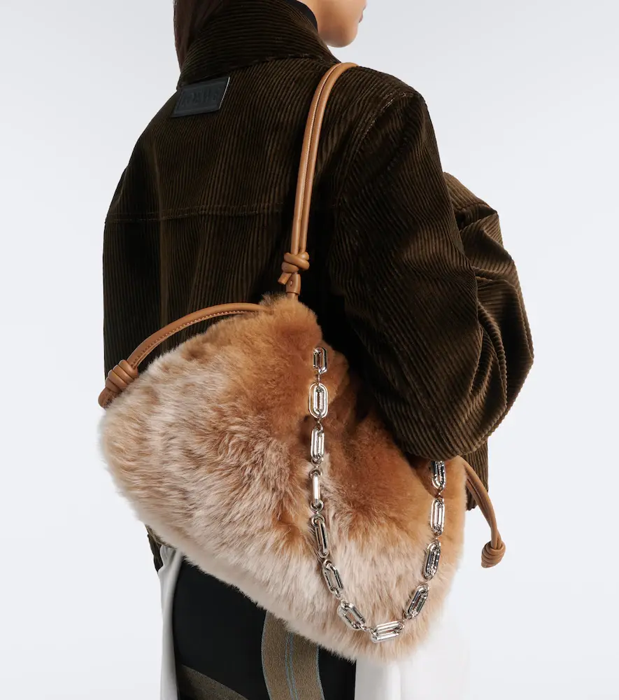 Loewe Flamenco Medium shearling pouch | Thumbnail 7